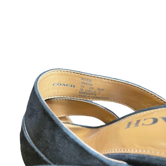 Coach Black Suede Platform Ankle Strap 4.5 Inch Heels Size 7 - Picture 8 of 10